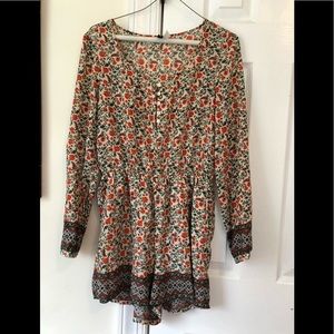 H&M Floral Print Long Sleeve Romper